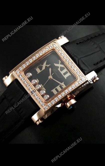 Chopard Happy Sport Swiss Replica Watch in Black Strap