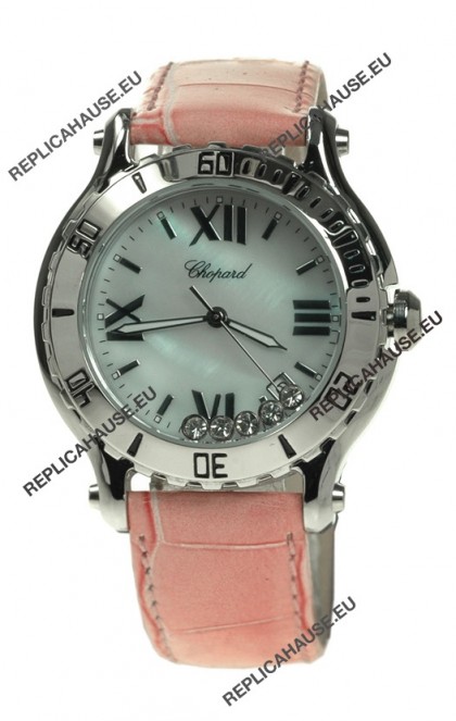 Chopard Happy Sport Diamonds Edition Replica Watch in Pink Strap