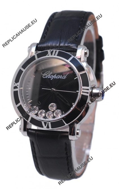 Chopard Happy Sport Star Shaped Diamonds Swiss Watch in Black Dial