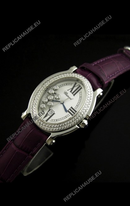 Chopard Happy Sport Swiss Replica Watch in Purple Strap