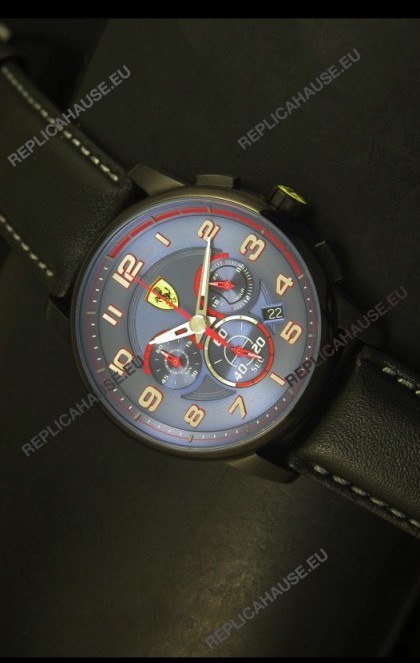 Scuderia Ferrari Heritage Chronograph Watch in Blue Dial Black Steel Case