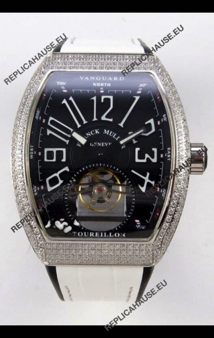 Franck Muller V45 Tourbillon Stainless Steel Diamonds Super Clone Watch 