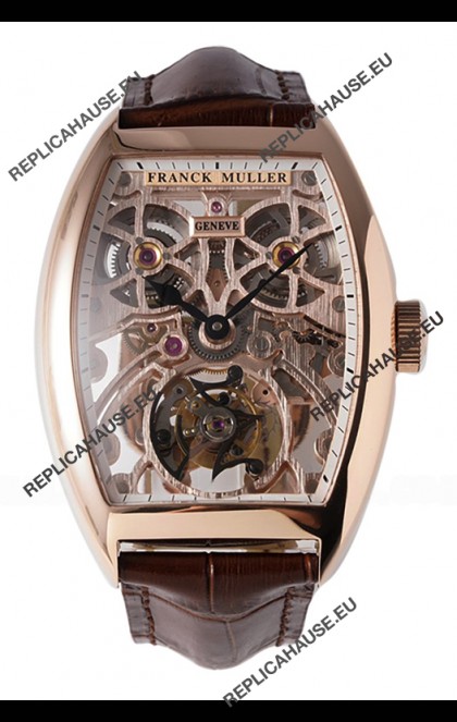 Franck Muller Fast Tourbillon Rose Gold Brown Strap Super Clone Watch 