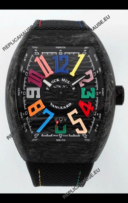 Franck Muller Super Clone Vanguard V45 Racing Carbon Watch in Nylon Strap