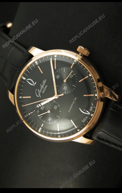 Glashuette Senator Japanese Replica Watch in 18K Pink Gold Case