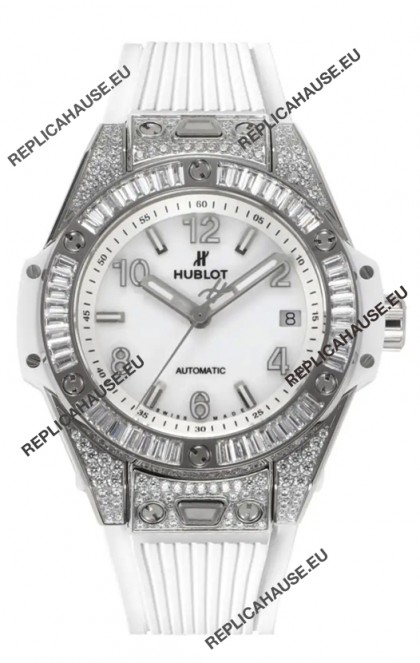 Hublot Big Bang One Click moissanite Paved Casing Super Clone Watch White Dial
