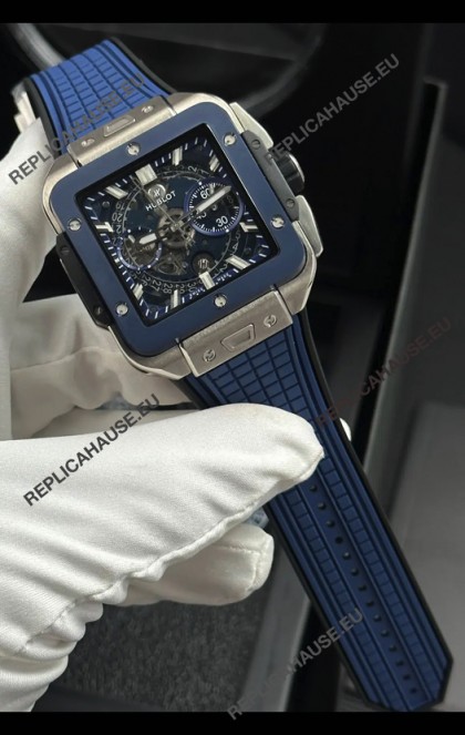 Hublot Square Bang Unico Titanium Case Blue Super Clone Watch 