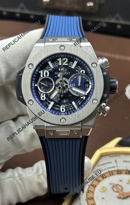 Hublot Big Bang Unico Blue Stainless Steel Casing Super Clone Watch 