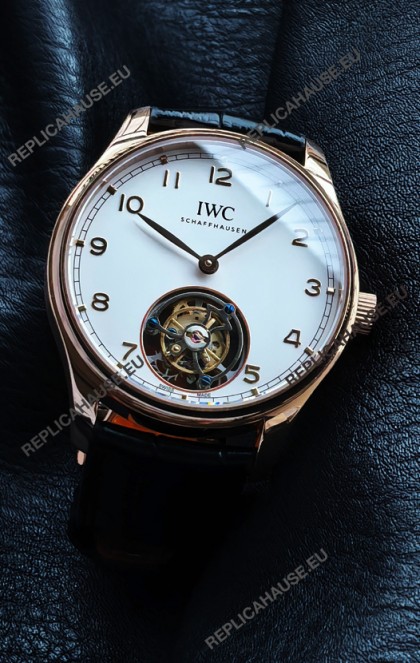 IWC Portuguese Tourbillon Rose Gold White Dial Super Clone Watch 