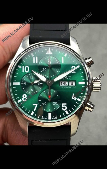 IWC PILOT'S Chronograph Green Dial Rubber Strap Super Clone Watch 