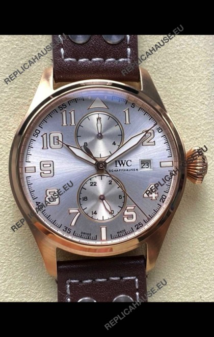 IWC PILOT'S Monopusher Rose Gold Steel Dial Replica Watch 