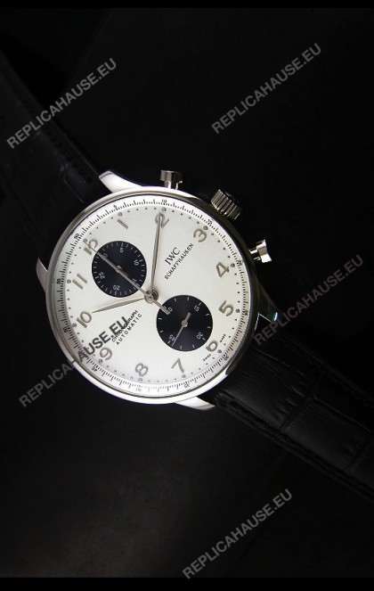 IWC Portuguese Chronograph Swiss Replica Watch in Steel Case - 1:1 Mirror Replica Edition
