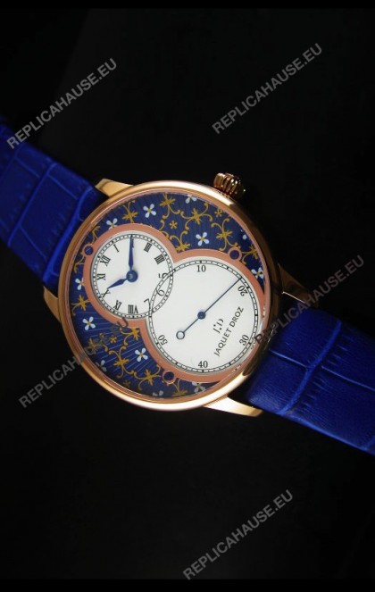 Jaquet Droz Grande Seconde Watch Rose Gold Blue Grand Feu paillonnÃ©-enameled Dial