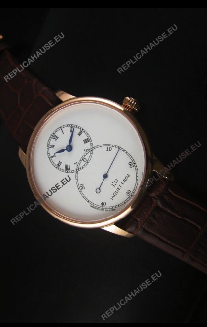 Jaquet Droz Grande Seconde Ivory Enamel Rose Gold Case Watch in White Dial