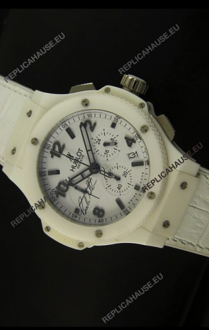 Hublot Big Bang White Ceramic Case Watch in Quartz Movement
