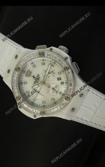 Hublot Big Bang 34MM Ladies Watch in Quartz Movement - White Dial/Strap