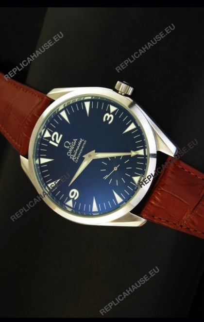 Omega Seamaster Railmaster Japanese Replica Watch in Brown Leather Strap
