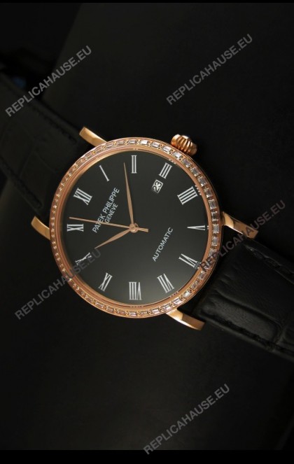 Patek Philippe Calatrava 5298 Swiss Replica Watch in Pink Gold Casing - Roman Hours