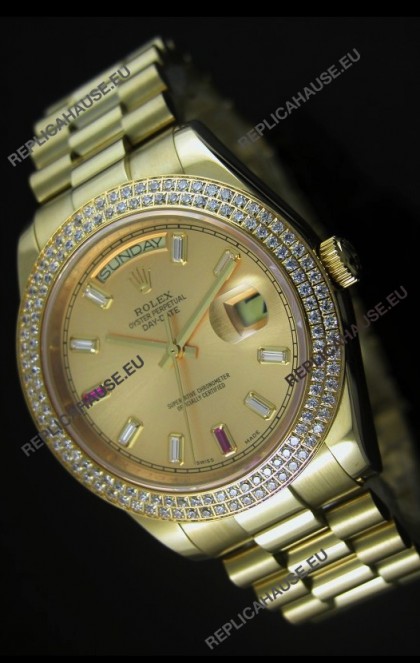 Rolex Day Date II 41MM Swiss Replica Watch - Gold Dial - 1:1 Mirror Replica Watch 