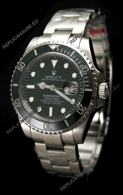 Rolex Submariner Watch with Glidelock Clasp Green Bezel/Dial