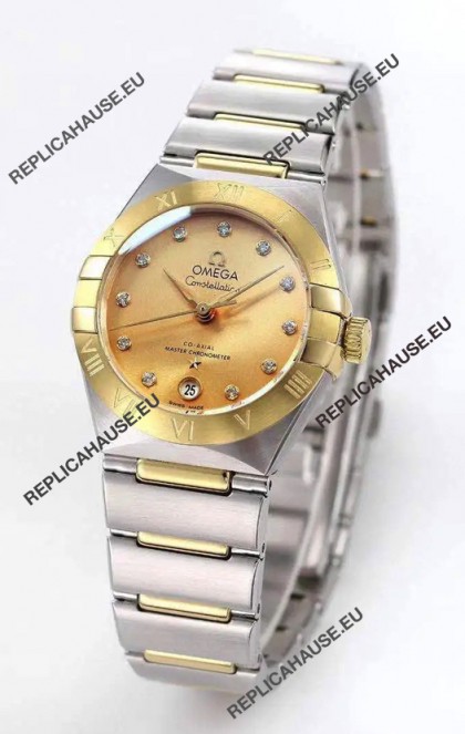 Omega Constellation 29MM Two Tone Yellow Gold Dial Automatic Super Clone Watch 
