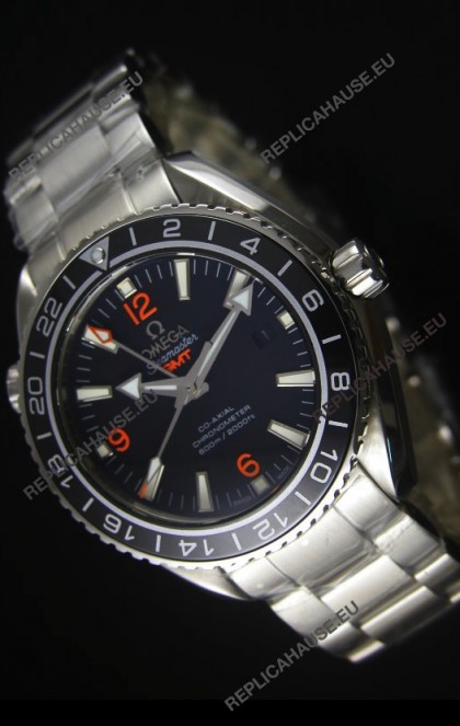 Omega Planet Ocean GMT Black Swiss Replica Watch - 1:1 Ultimate Mirror Edition