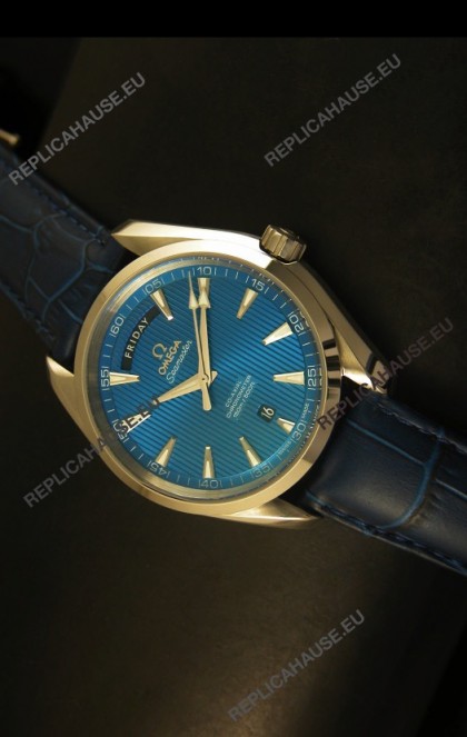 Omega Seamaster Aqua Terra Co-Axial Day Date Leather Swiss Watch