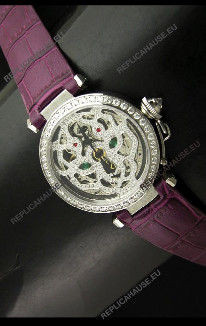 Cartier Pasha Ladies Replica Watch in Skelton Diamond Dial