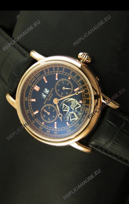 Patek Philippe Complications Tourbillon Japanese Replica Watch in Pink Gold
