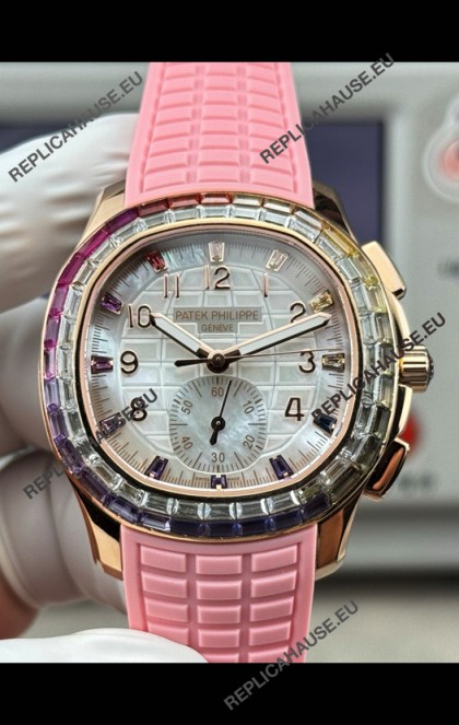 Patek Philippe Aquanaut 7968 Rose Gold Pink Strap Super Clone Watch 