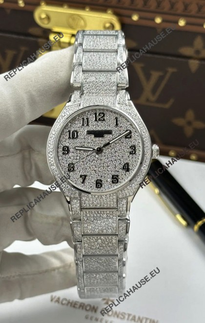 Patek Philippe Twenty-4 Diamonds Paved Stainless Steel Super Clone Watch 