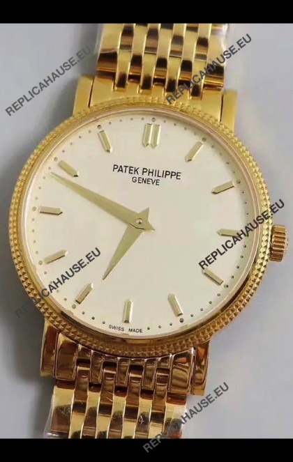Patek Philippe Calatrava 5120 Yellow Gold White Dial Super Clone Watch 