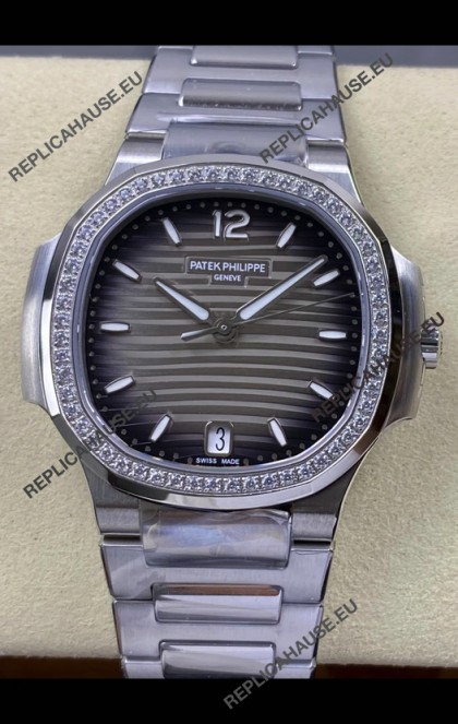 Patek Philippe Nautilus 7118 35MM Grey Dial Diamonds Super Clone Watch 