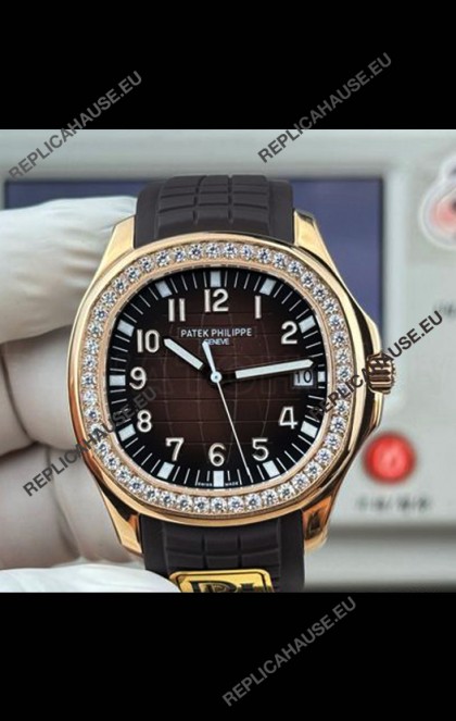 Patek Philippe Aquanaut 5167 Black Strap Diamonds Bezel Super Clone Watch 