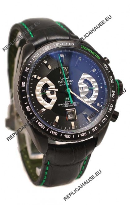 Tag Heuer Grand Carrera Japanese Replica PVD Watch in Black