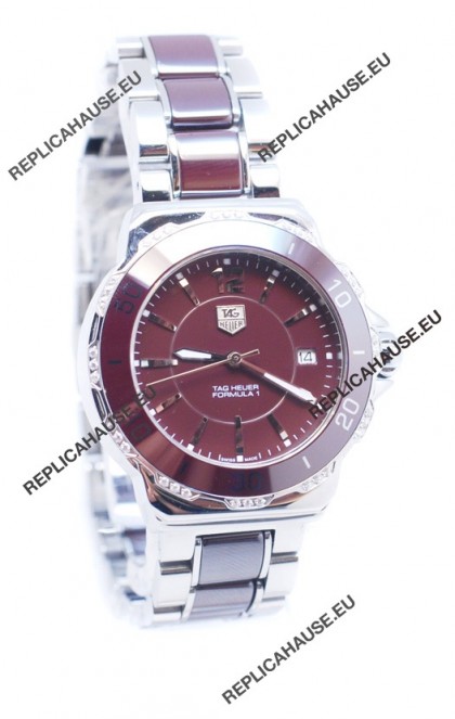 Tag Heuer Formula 1 Quartz Brown Ceramic Diamonds Bezel Watch