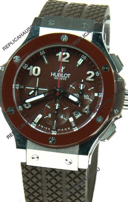 Hublot Big Bang Swiss Replica Watch in Brown Dial Ceramic Bezel