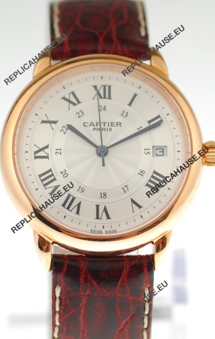 Ronde De Cartier Louis Swiss Replica Pink Gold Watch