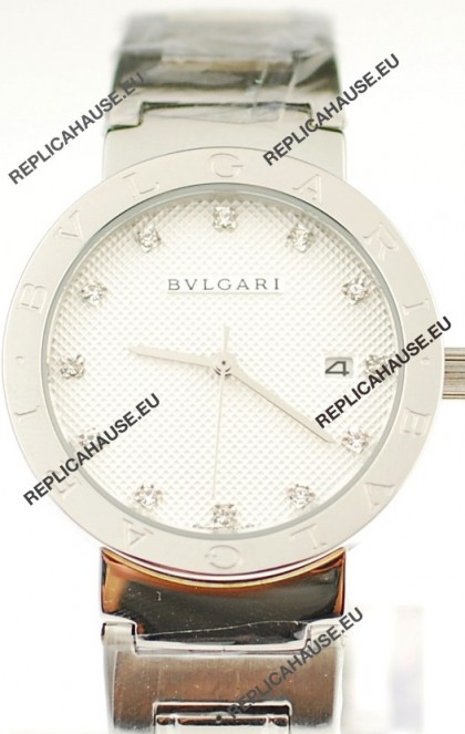 Bvlgari Quartz Japanese Steel Watch in Diamond Markers