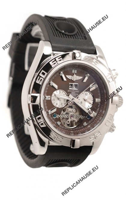 Breitling Chronograph Chronometre Japanese Tourbillon Watch in Brown Dial