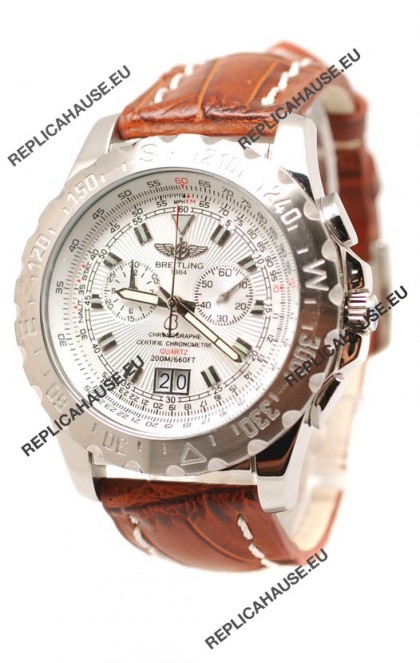 Breitling Chronograph Chronometre Replica Watch in Brown Strap