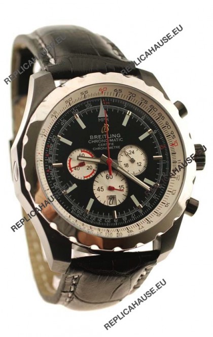 Breitling Chrono-Matic Chronometre Japanese Replica Watch in Black Strap
