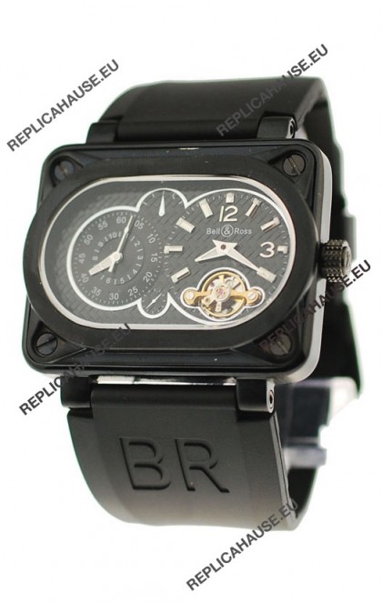 Bell and Ross BR Minuteur Tourbillon PVD Japanese Watch in Black Dial