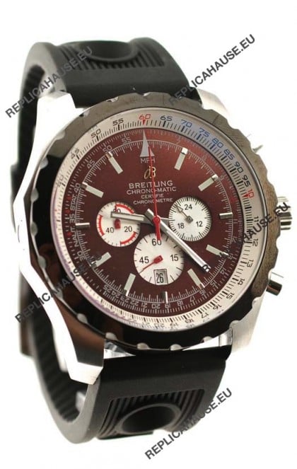 Breitling Chrono-Matic Chronometre Japanese Replica Watch in Maroon Dial