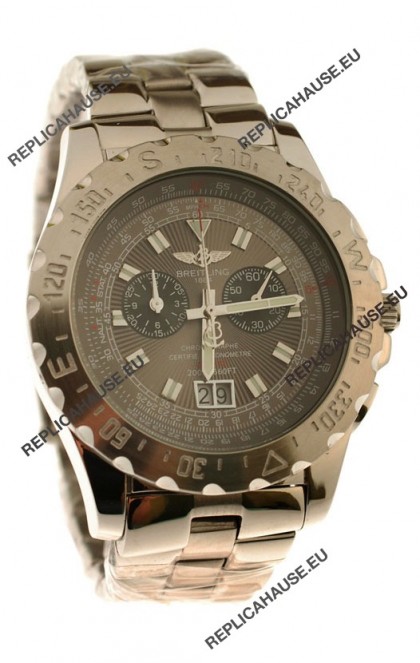 Breitling Chronograph Chronometre Japanese Watch in Grey Dial