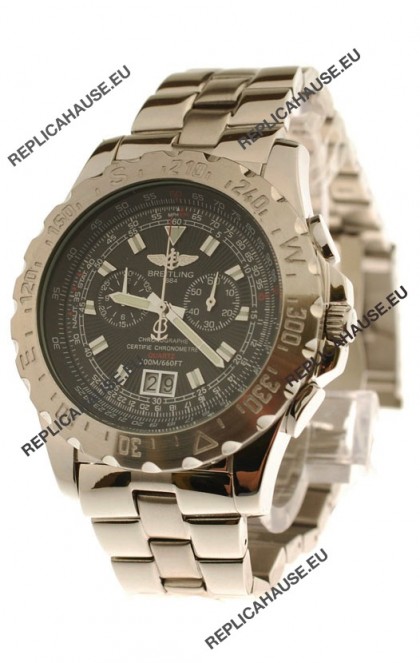 Breitling Chronograph Chronometre Japanese Watch in Black Dial