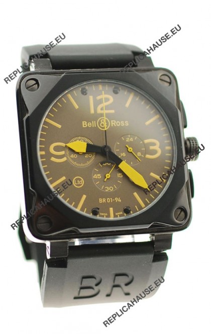 Bell and Ross BR01-94 Edition Japanese PVD Watch in Yellow Markers