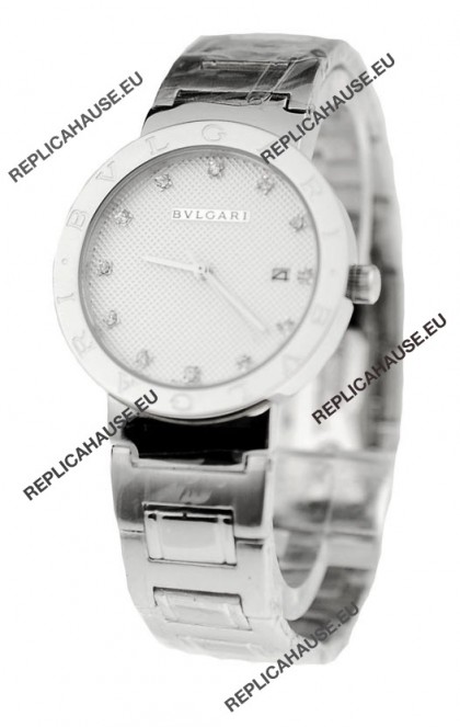 Bvlgari Quartz Japanese Silver Watch in Diamond Markers