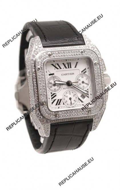 Cartier Santos 100 Swiss Replica Watch with Two Tone Casing 