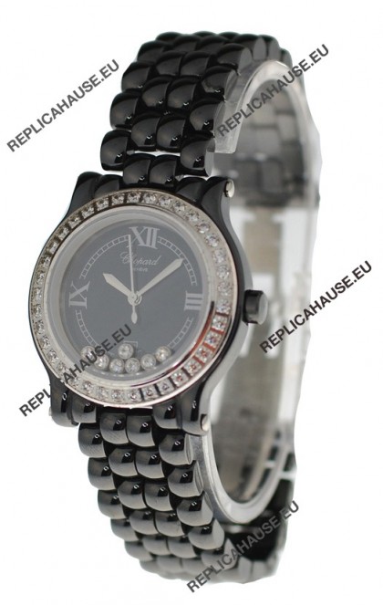 Chopard Happy Sport Ladies Japanese Black Ceramic Watch